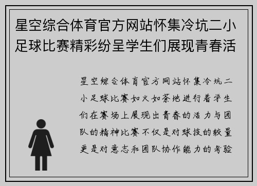 星空综合体育官方网站怀集冷坑二小足球比赛精彩纷呈学生们展现青春活力与团队精神